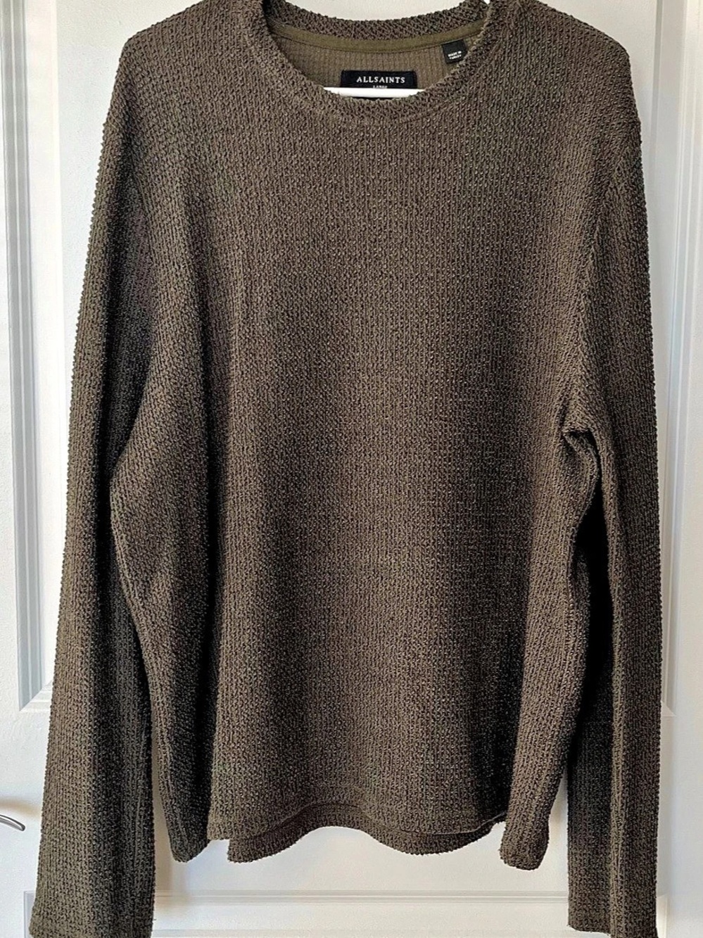 AllSaints Aspen Waffle Crew Neck Sweater Brown